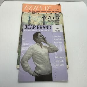 Vintage Knitting Magazines With Patterns Bernat & Bear Brand Lot of 3